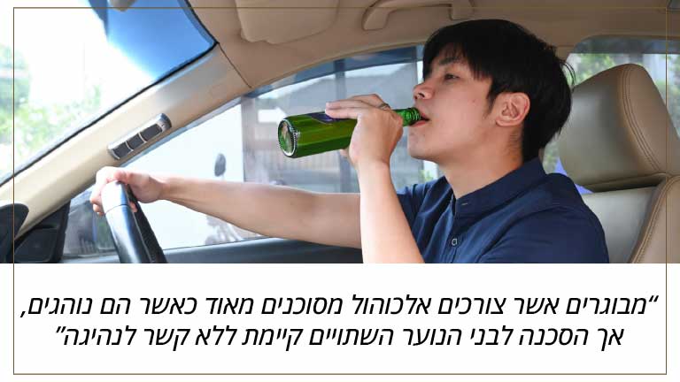 מבוגרים אשר צורכים אלכוהול מסוכנים מאוד כאשר הם נוהגים, אך הסכנה לבני הנוער השתויים קיימת ללא קשר לנהיגה